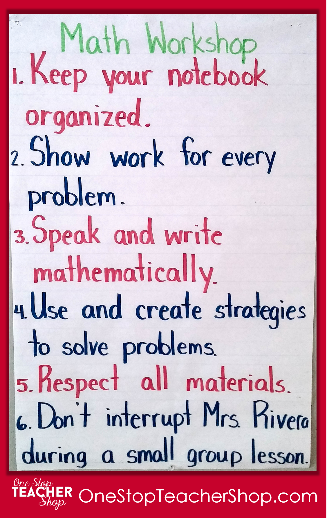 Math Workshop Anchor Chart