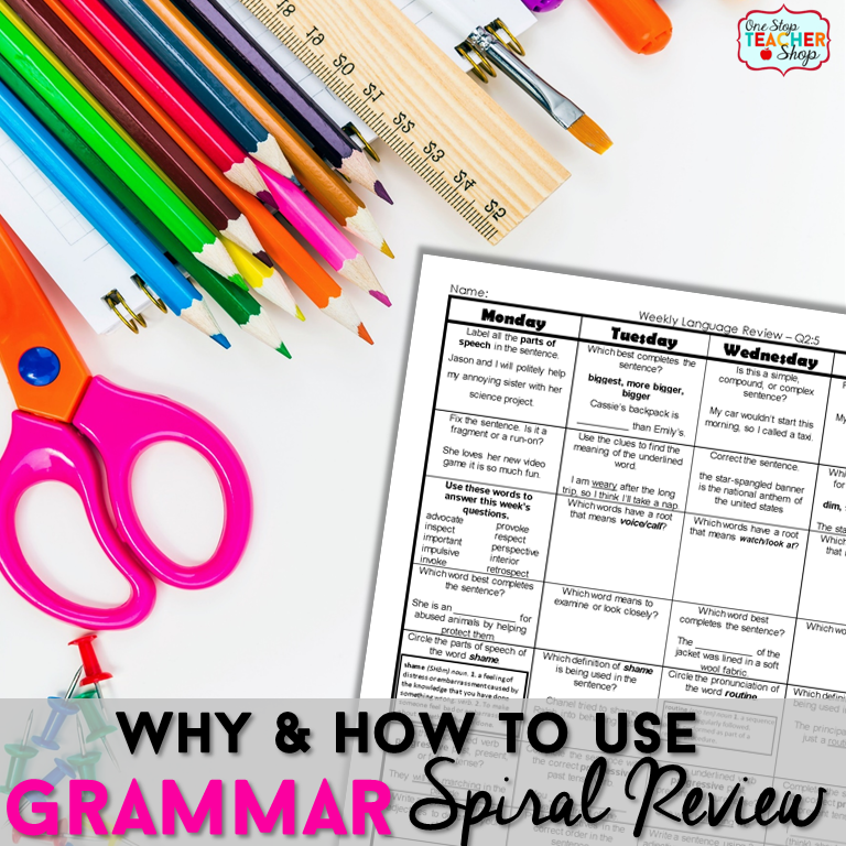 Tips For Using Grammar Spiral Review One Stop Teacher Shop