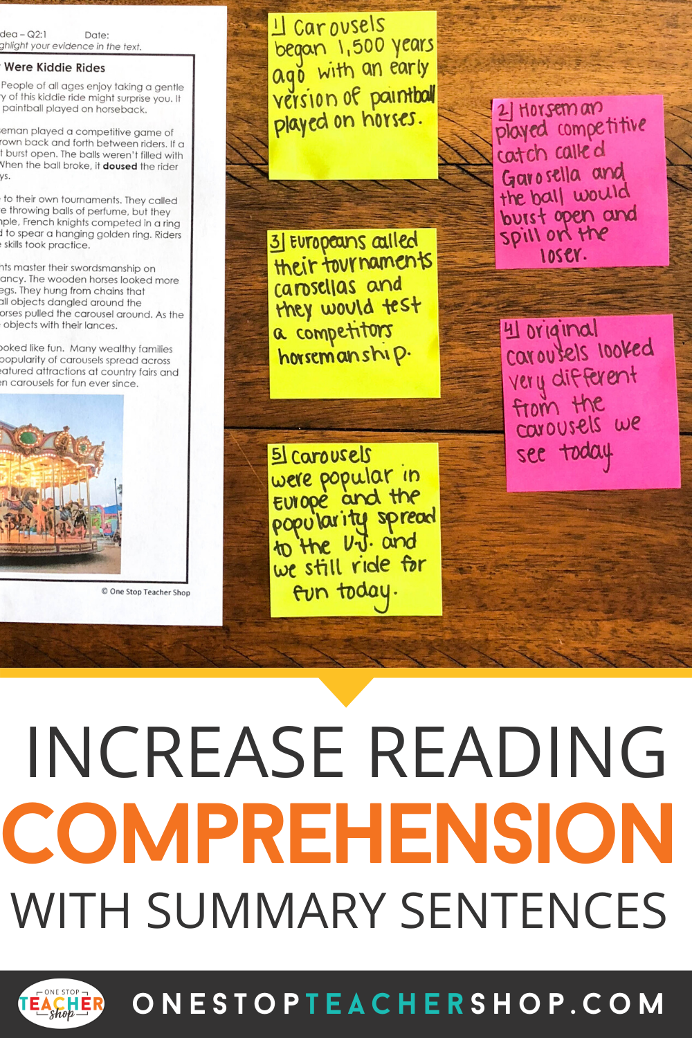 Improve Reading Comprehension With Summary Sentences One Stop Teacher Shop