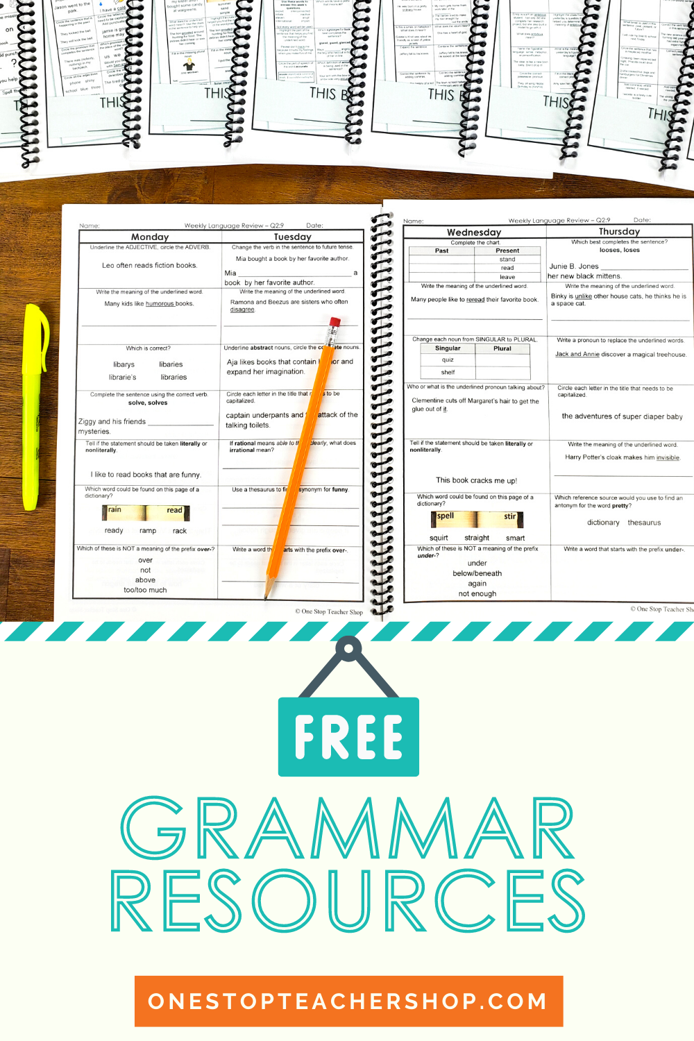 Free grammar resources for teachers one stop teacher shop