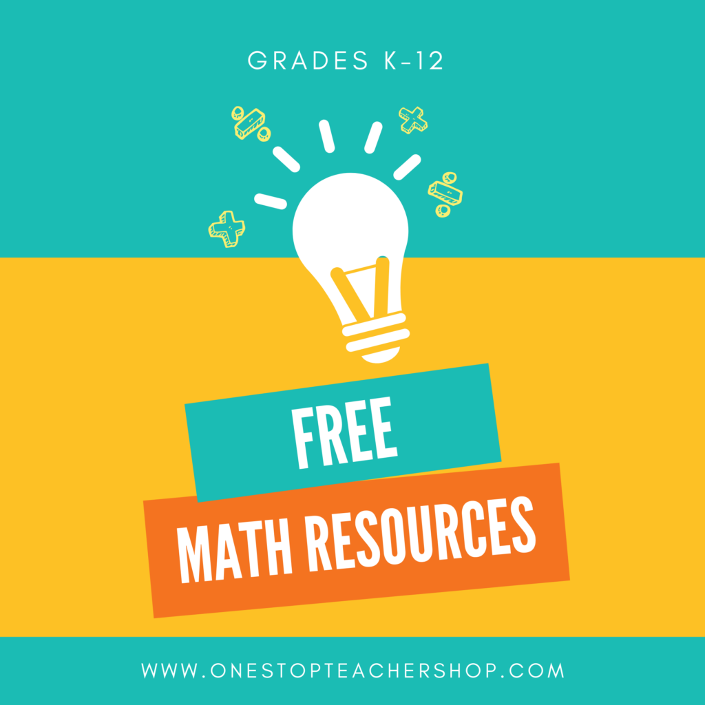FREE Math Resources for Teachers One Stop Teacher Shop